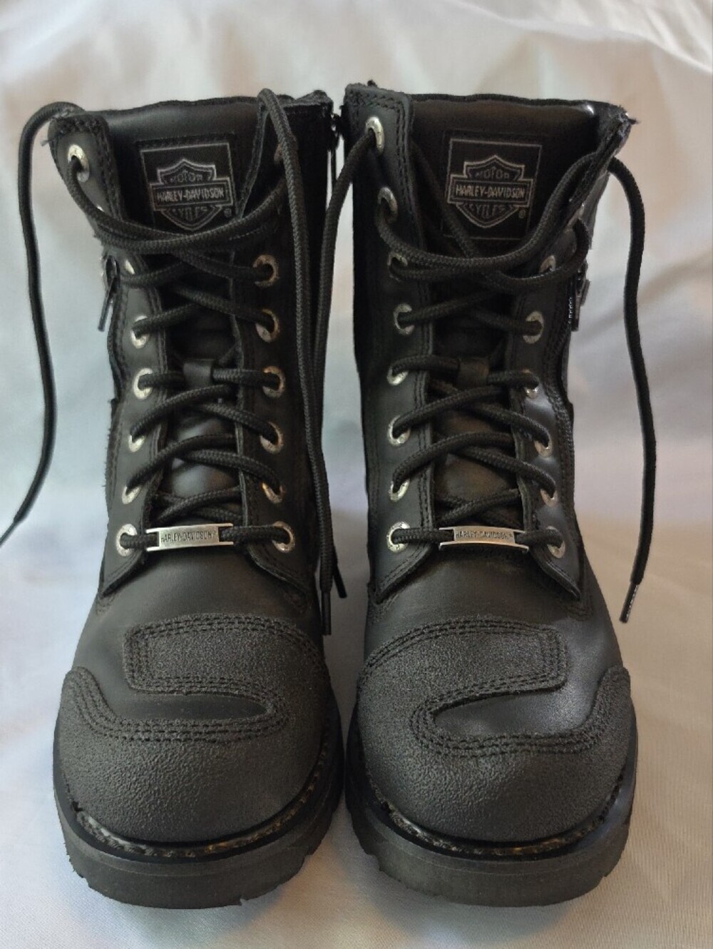 Harley-Davidson Black Lace-Up Zipper Motorcycle Boots